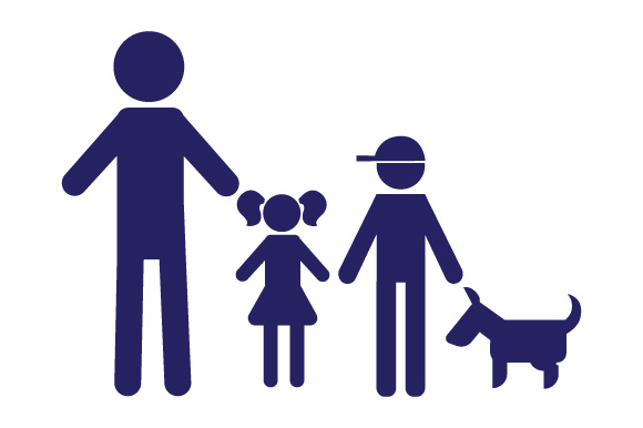 Family Car Decal: Dad, 1 Daughter, 1 Son & Dog