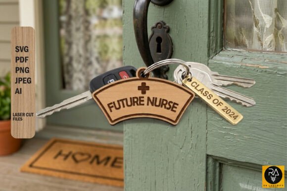 Nurse Keychain Laser Cut Design SVG