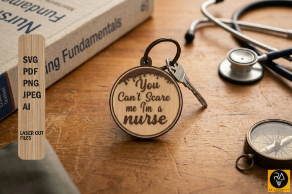 Nurse Round Keychain Laser Cut SVG