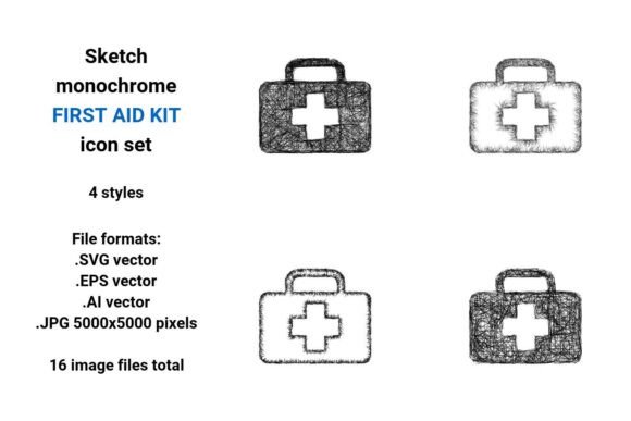 Sketch First Aid Kit Icon Set