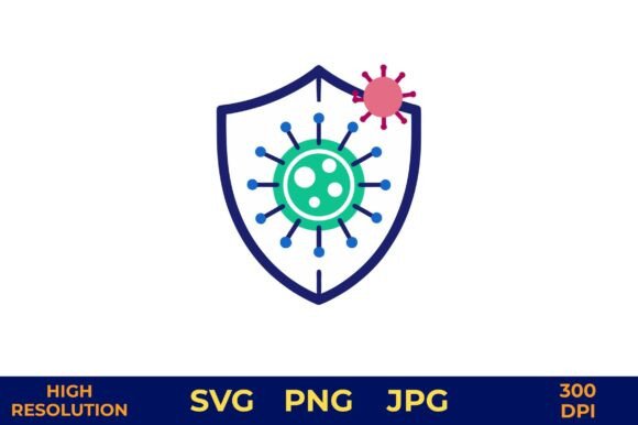 Virus Shield Icon with Germs Vector